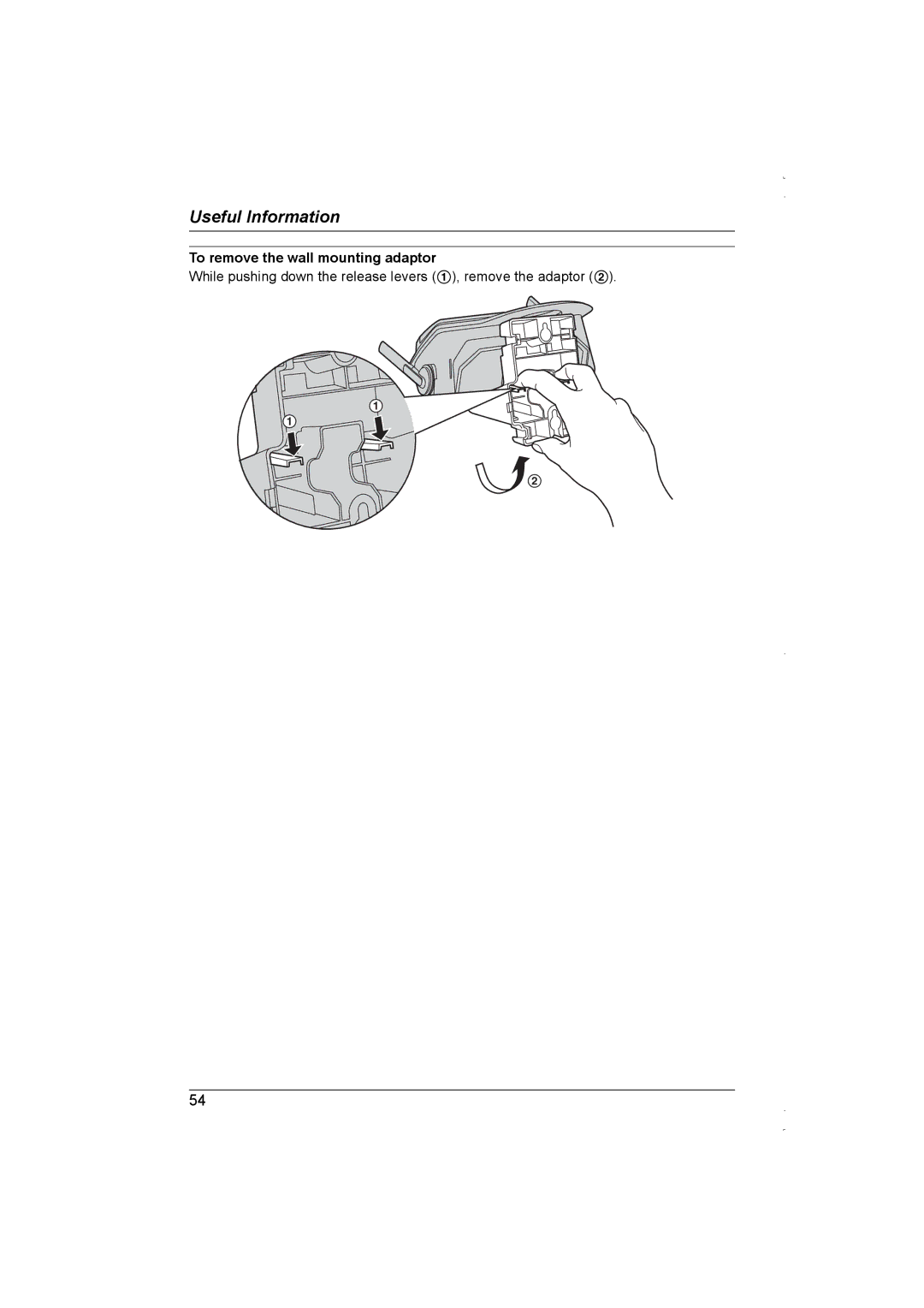 Panasonic KX-TG5838AL, KX-TG5839AL operating instructions To remove the wall mounting adaptor 