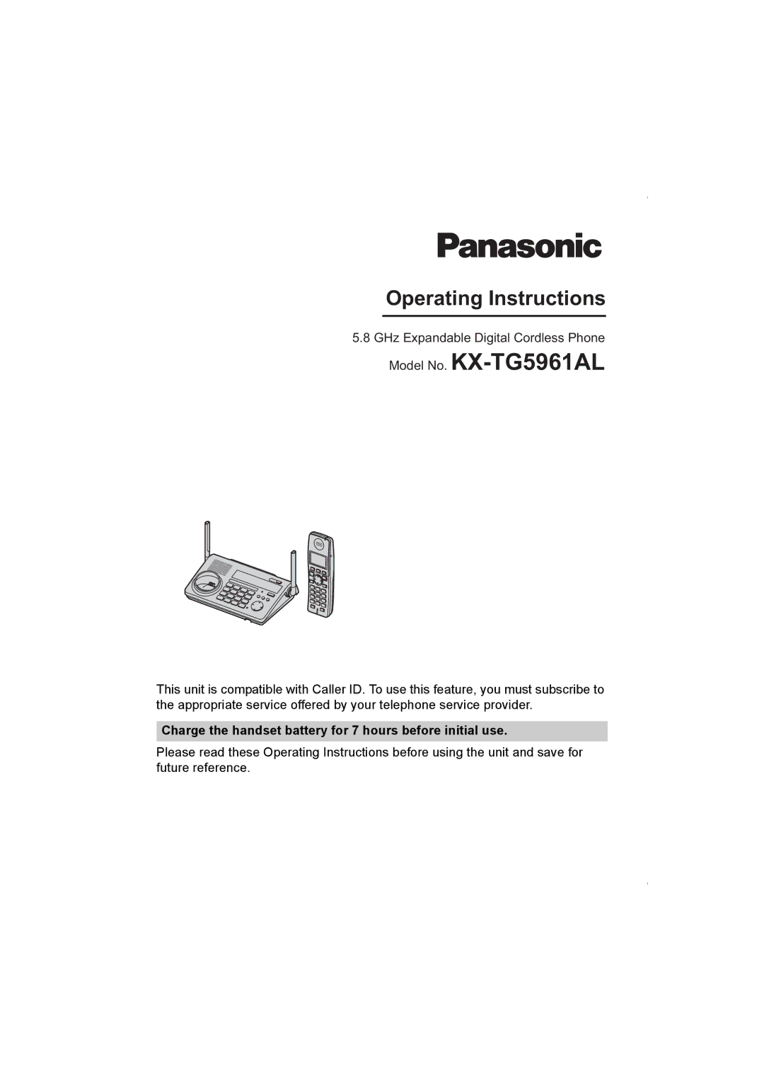 Panasonic operating instructions Model No. KX-TG5961AL 