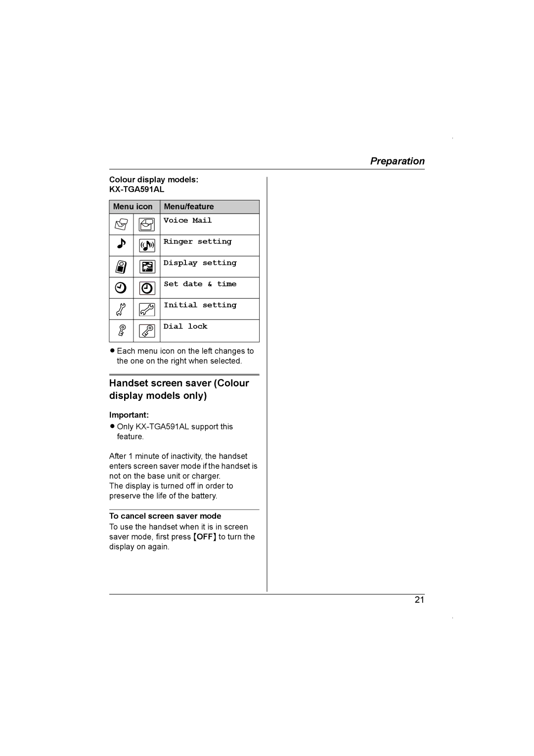 Panasonic KX-TG5961AL operating instructions Handset screen saver Colour display models only, To cancel screen saver mode 