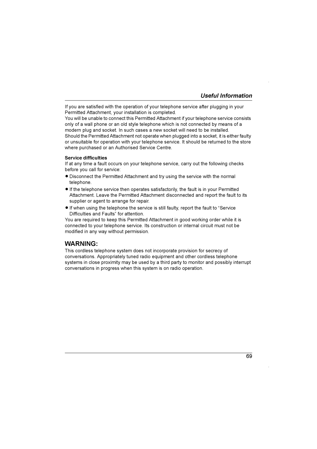 Panasonic KX-TG5961AL operating instructions Service difficulties 