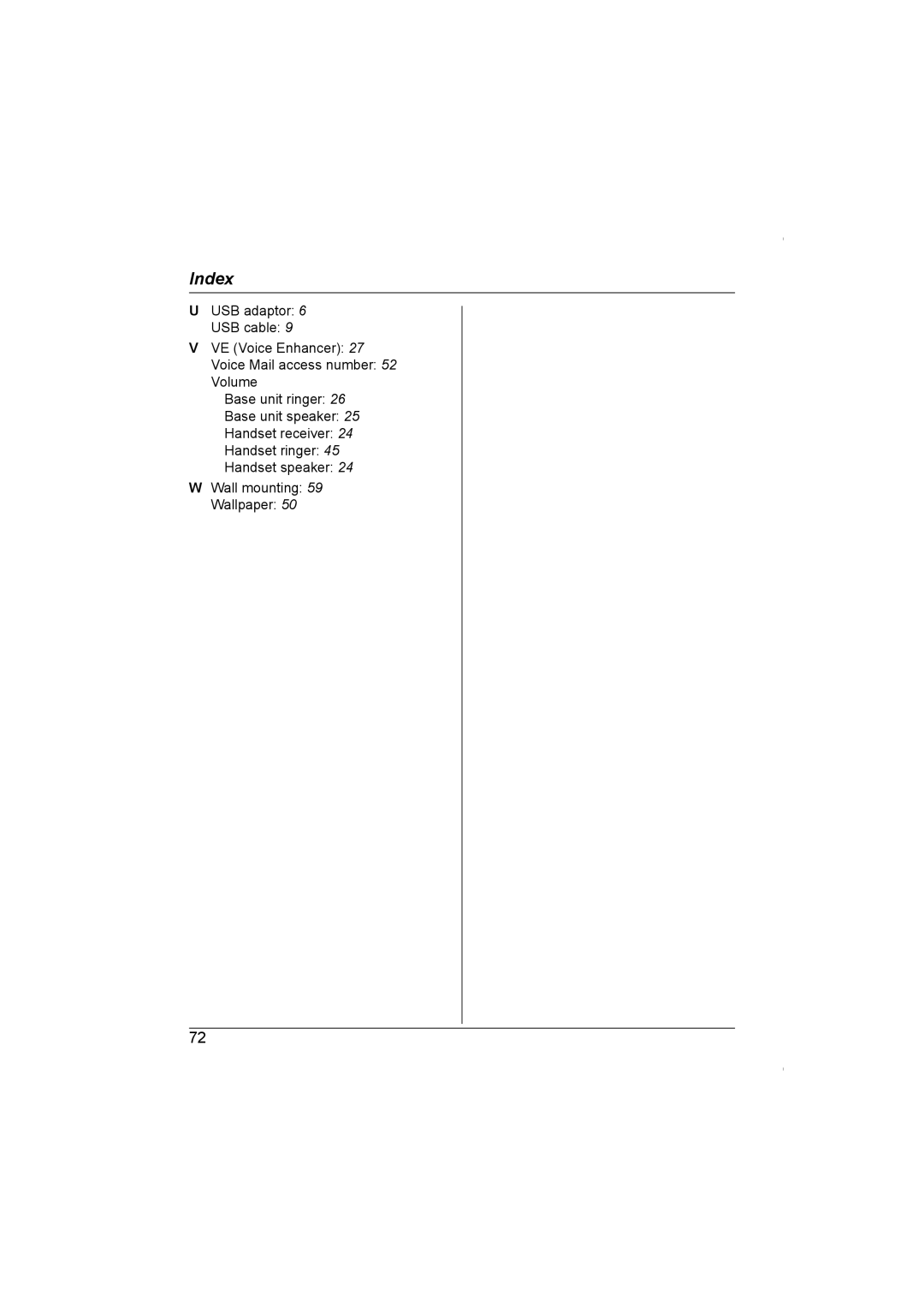 Panasonic KX-TG5961AL operating instructions Index 