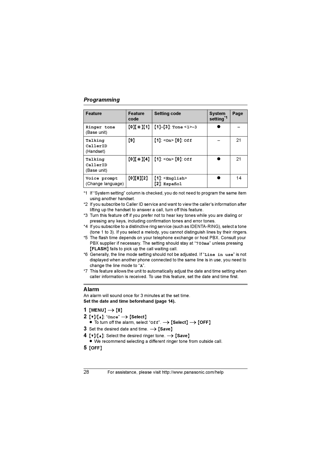 Panasonic KX-TG6022, KX-TG6051, KX-TG6023, KX-TG6052, KX-TG6021 operating instructions Alarm, Set the date and time beforehand 