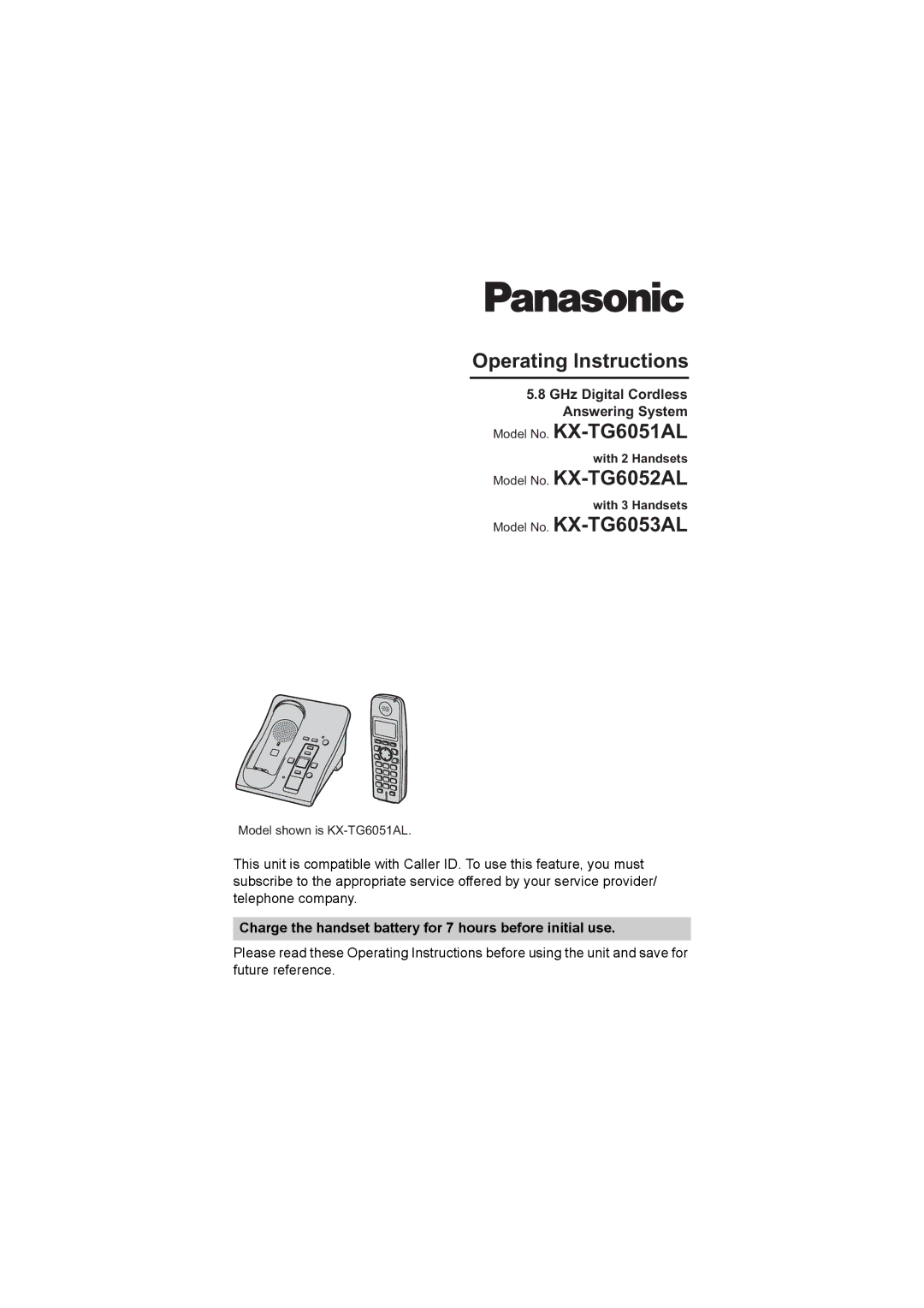 Panasonic KX-TG6053AL operating instructions Operating Instructions, Model No. KX-TG6051AL, Model No. KX-TG6052AL 