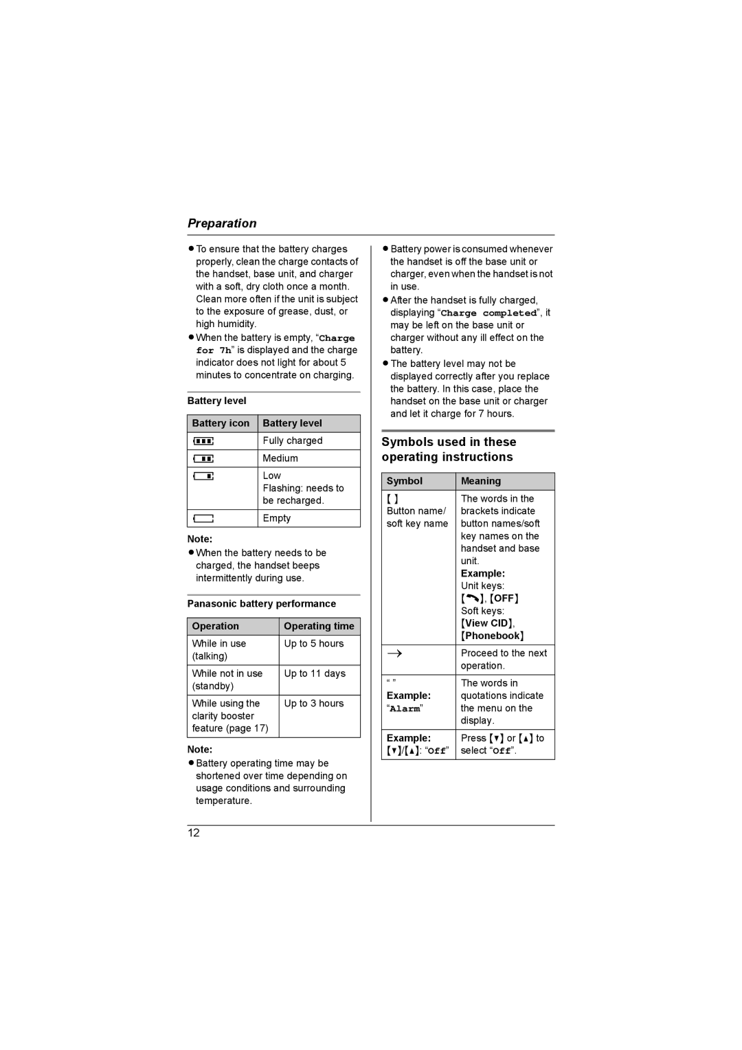 Panasonic KX-TG6053AL, KX-TG6051AL, KX-TG6052AL Symbols used in these operating instructions 