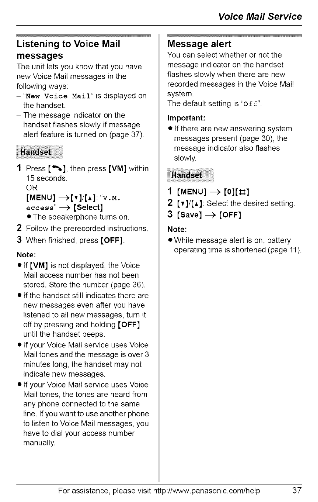 Panasonic KX-TG6074, KX-TG6073, KX-TG6072, KX-TG6071 operating instructions Listening to Voice Mail Messages 