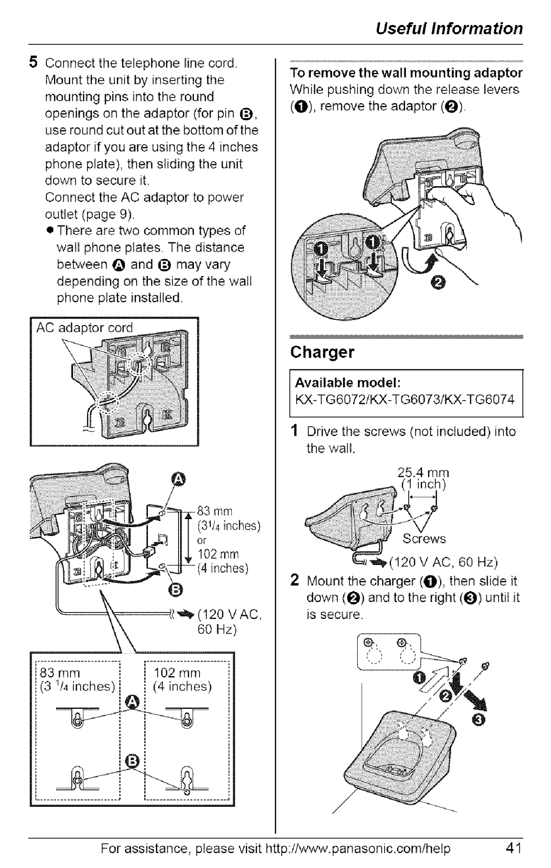 Panasonic KX-TG6074, KX-TG6073, KX-TG6072, KX-TG6071 operating instructions Charger, 83rnf 