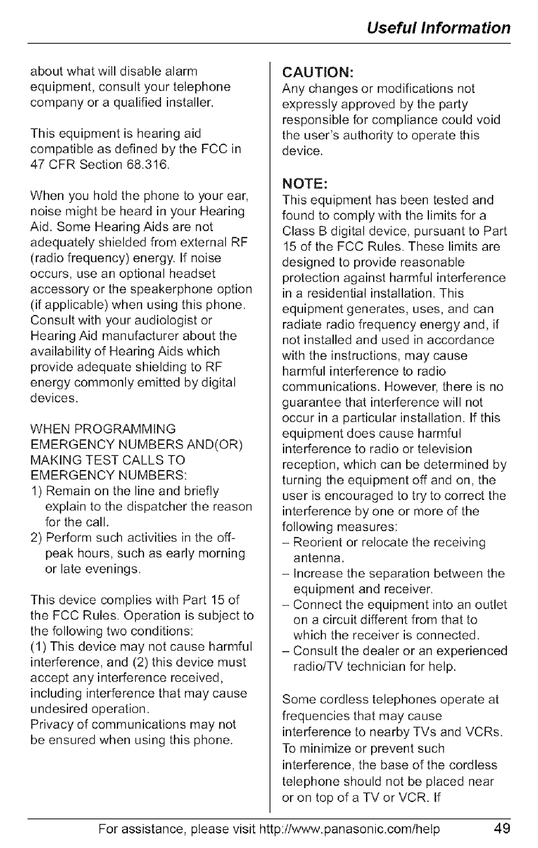 Panasonic KX-TG6074, KX-TG6073, KX-TG6072, KX-TG6071 operating instructions Useful Information 