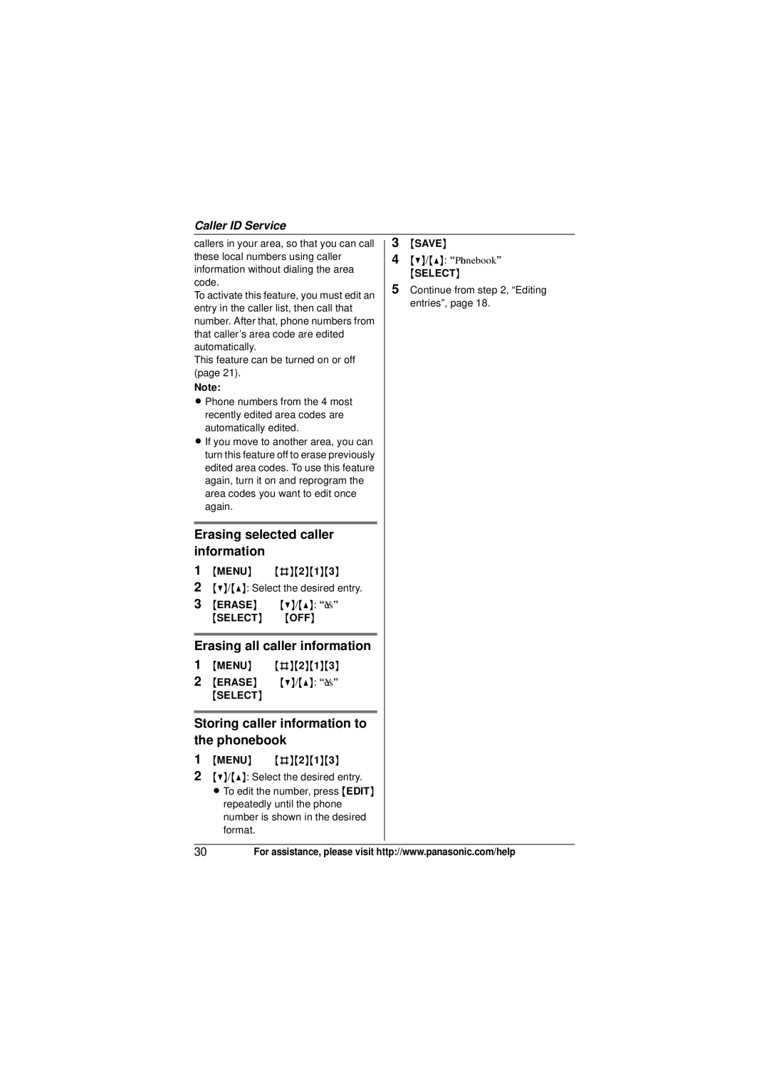 Panasonic KX-TG6473, KX-TG6411, KX-TG6413 Erasing selected caller information, Erasing all caller information, Select iOFF 