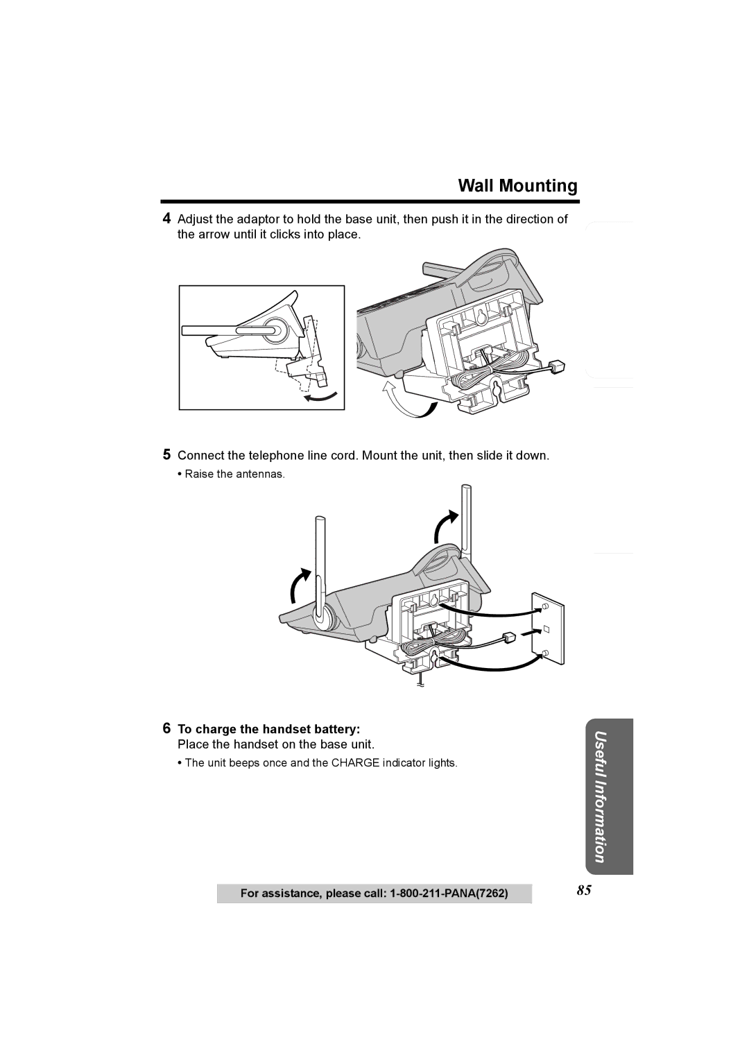 Panasonic KX-TG6500, KX-TG6502 operating instructions Wall Mounting 