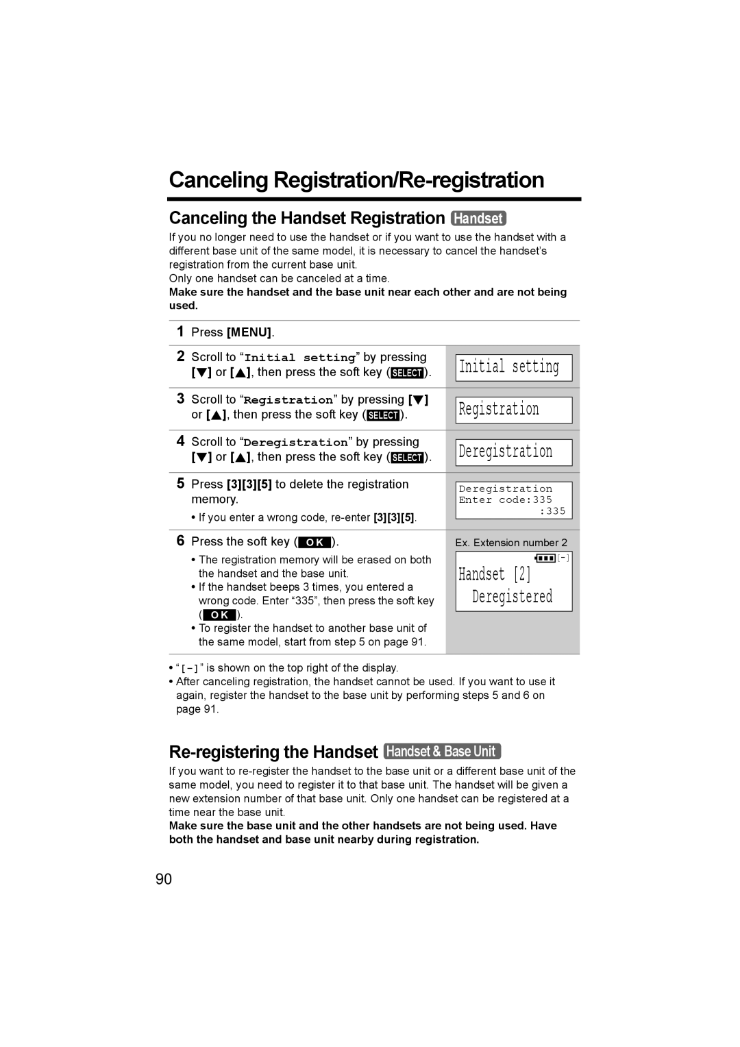 Panasonic KX-TG6502, KX-TG6500 Canceling Registration/Re-registration, Canceling the Handset Registration Handset 