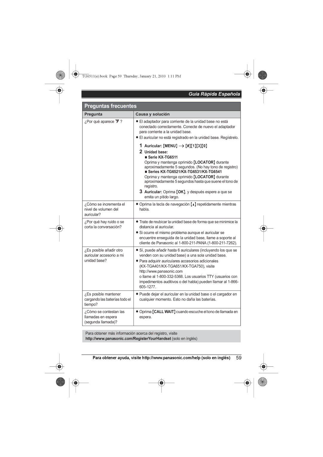 Panasonic KX-TG6532, KX-TG6523, KX-TG6522, KX-TG6511, KX-TG6512, KX-TG6513, KX-TG6541, KX-TG6531, KX-TG6524 Auricular Menu i#130 