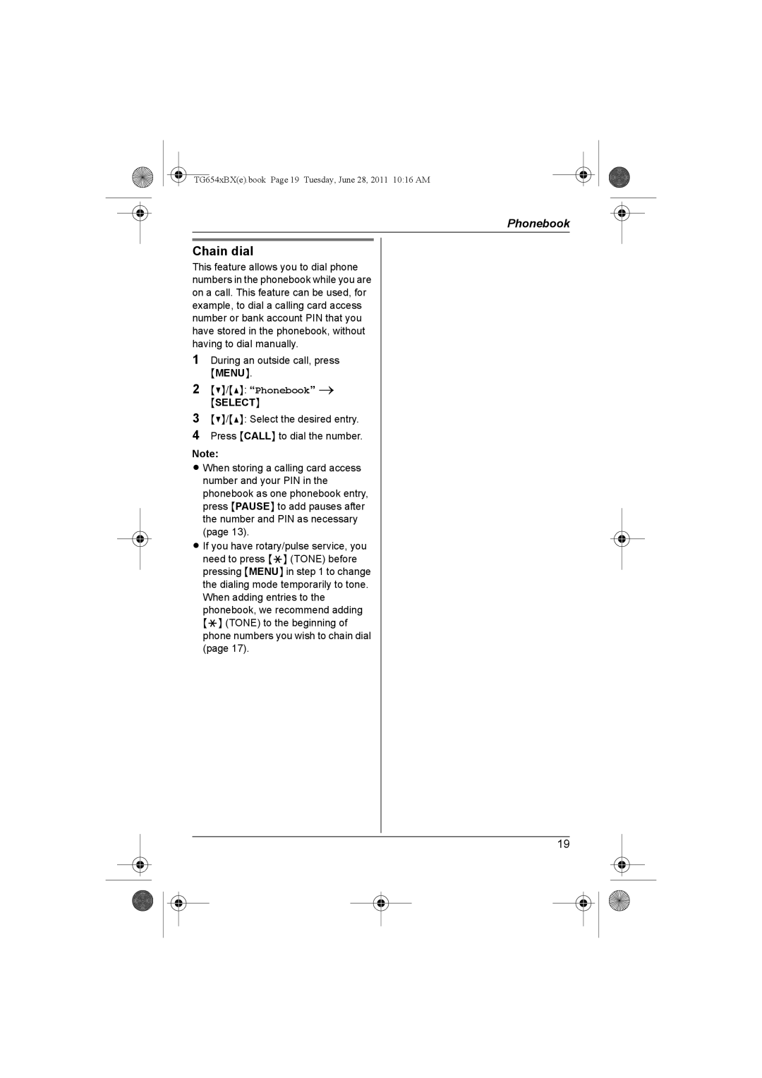 Panasonic KX-TG6542BX, KX-TG6541BX operating instructions Chain dial, Menu 