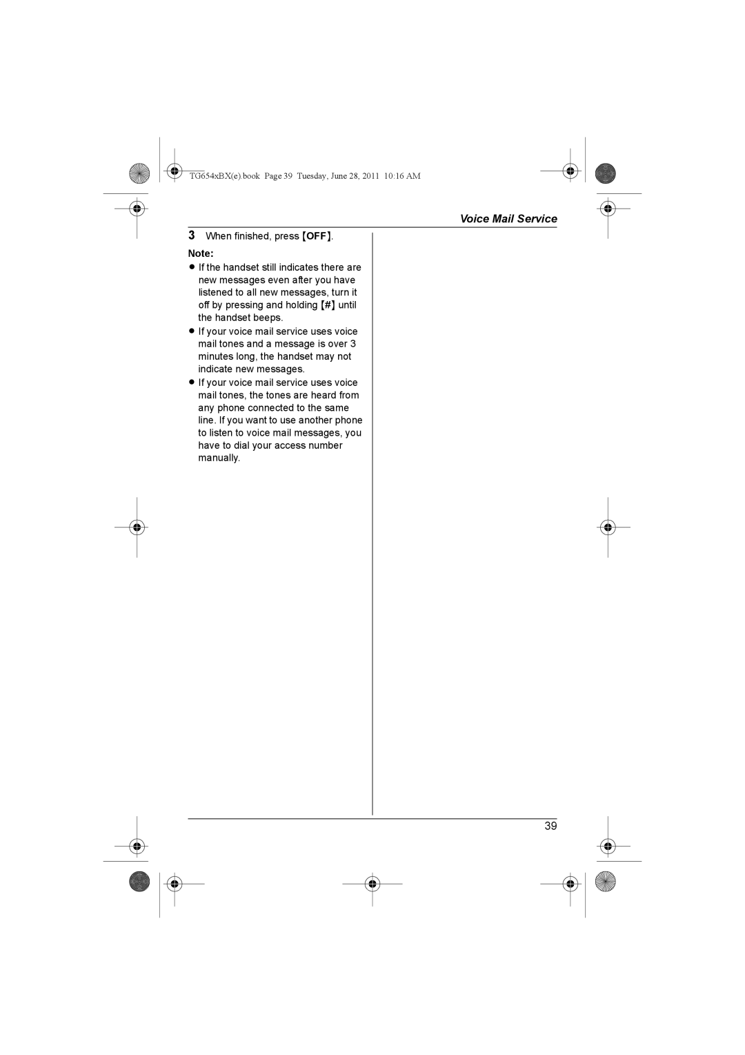 Panasonic KX-TG6542BX, KX-TG6541BX operating instructions TG654xBXe.book Page 39 Tuesday, June 28, 2011 1016 AM 