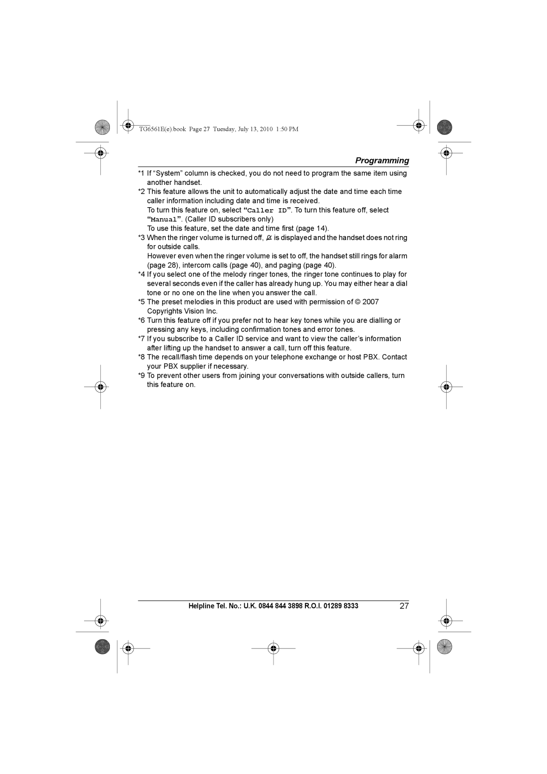 Panasonic KX-TG6561E, KX-TG6562E operating instructions TG6561Ee.book Page 27 Tuesday, July 13, 2010 150 PM 