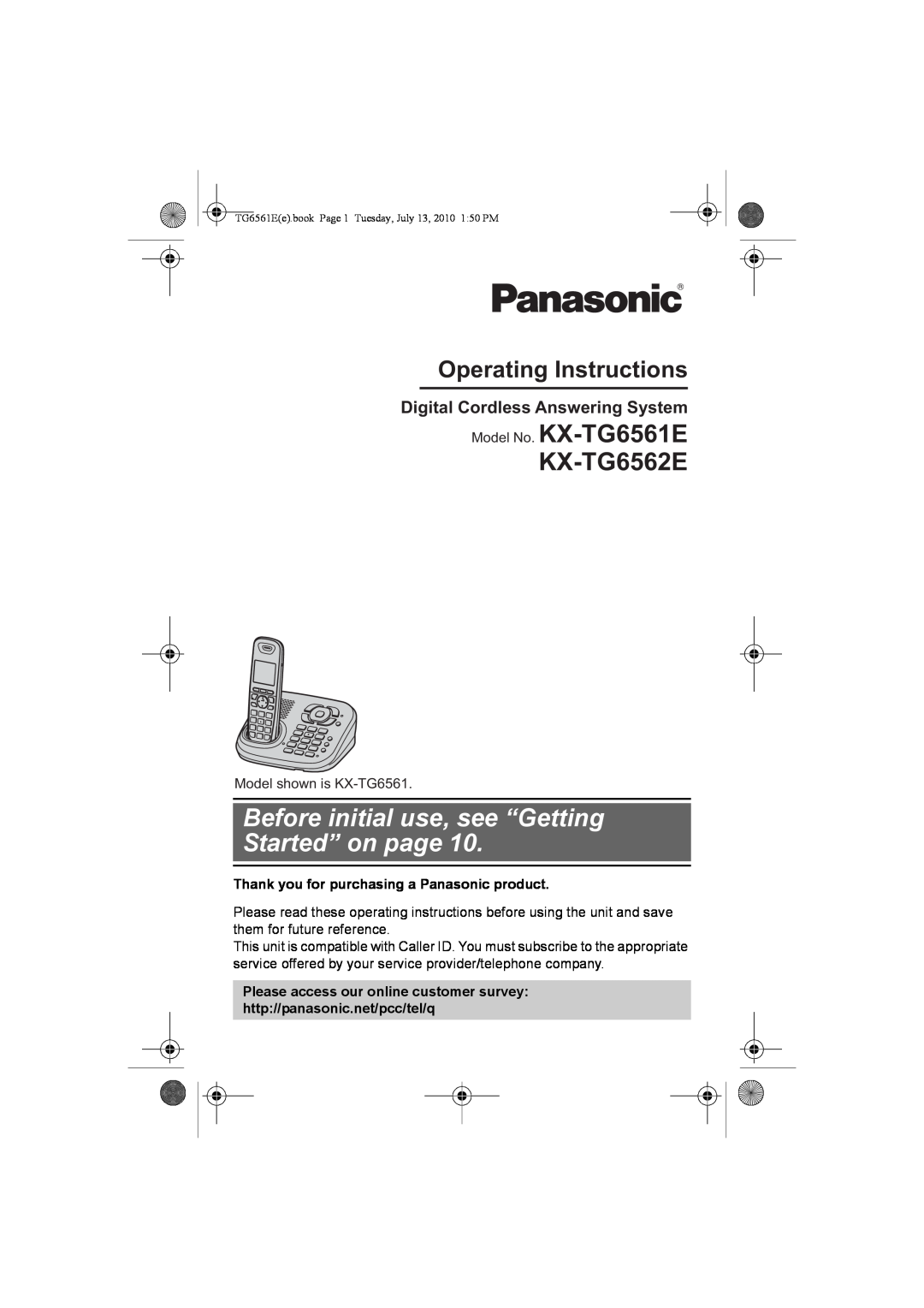 Panasonic KX-TG6561E operating instructions Thank you for purchasing a Panasonic product, http//panasonic.net/pcc/tel/q 