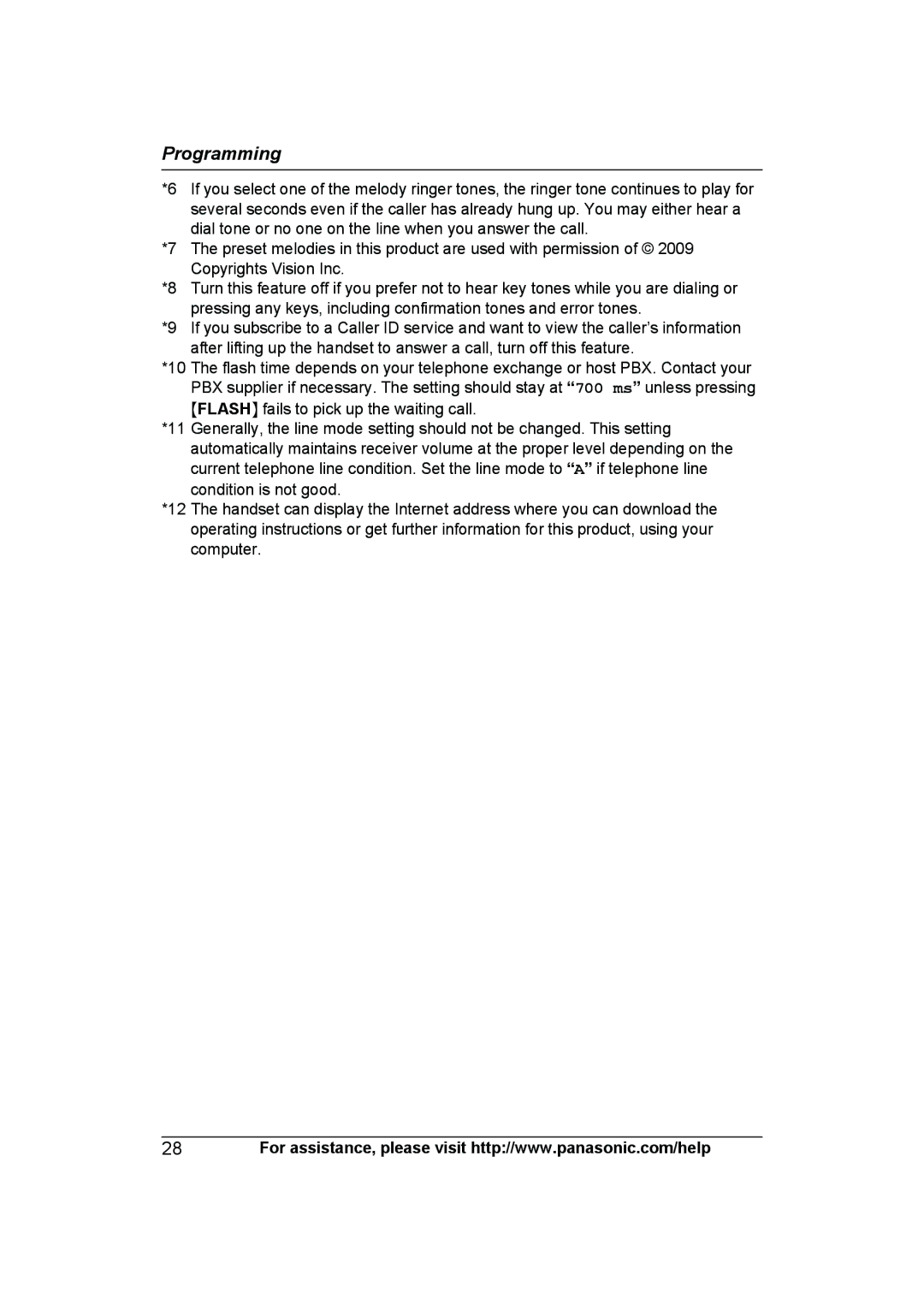 Panasonic KXTG6592T, KX-TG6592T, KX-TG6591T, KXTG6591T operating instructions Programming 