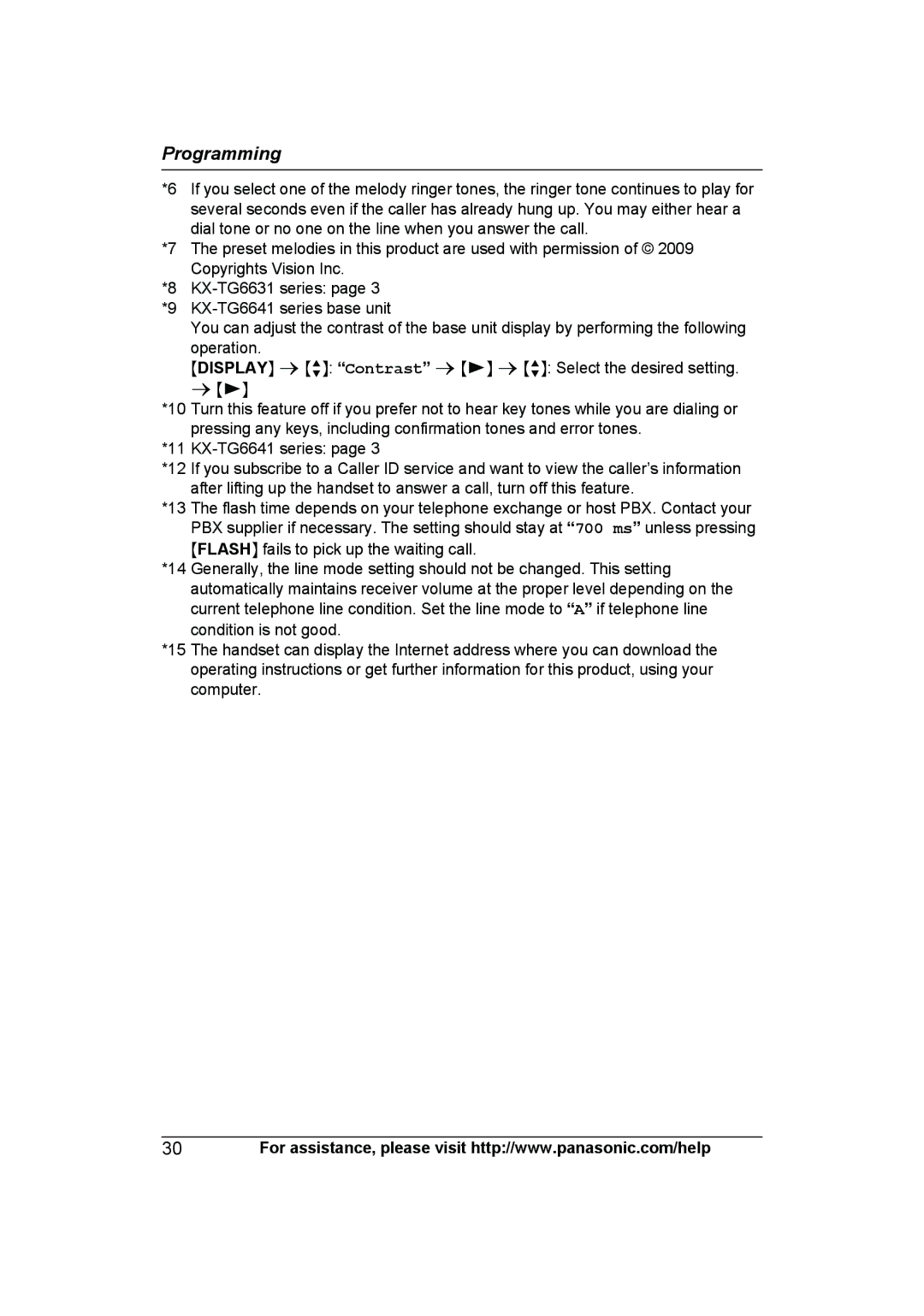 Panasonic KX-TG6644B, KX-TG6632, KX-TG6633, KX-TG6645B, KX-TG6643B, KX-TG6641B, KXTG6643B, KXTG6645B Programming 