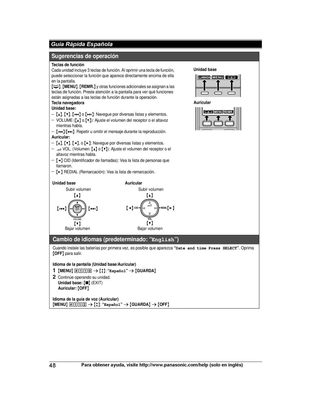 Panasonic KXTG6672B, KX-TG6672B, KX-TG6671, KXTG6671B operating instructions Sugerencias de operación 