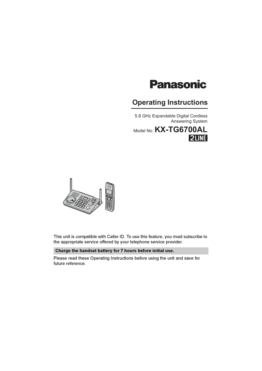 Panasonic operating instructions Model No. KX-TG6700AL 