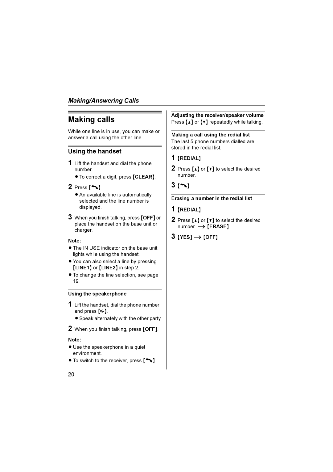 Panasonic KX-TG6700AL operating instructions Making calls, Using the handset 