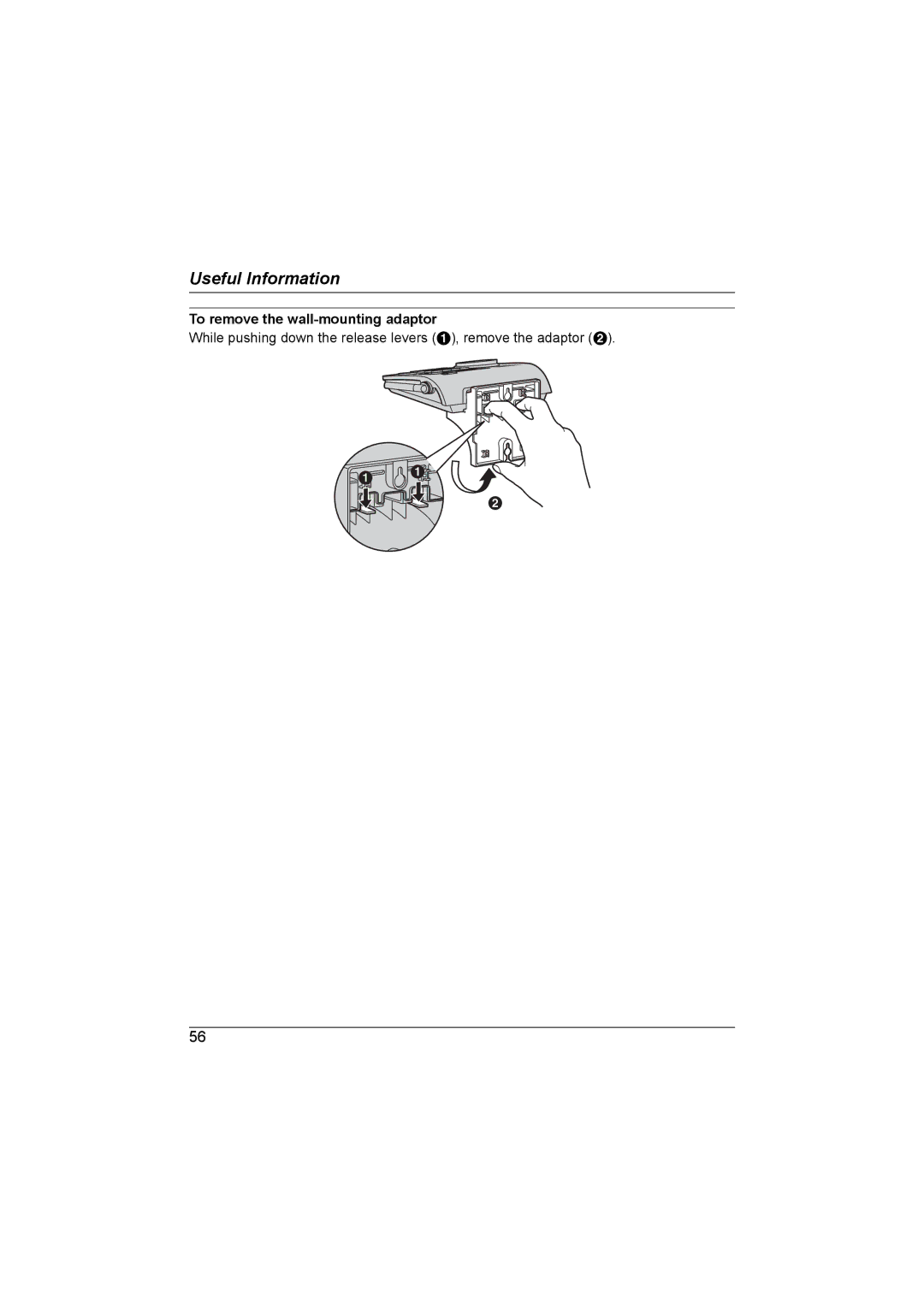 Panasonic KX-TG6700AL operating instructions To remove the wall-mounting adaptor 