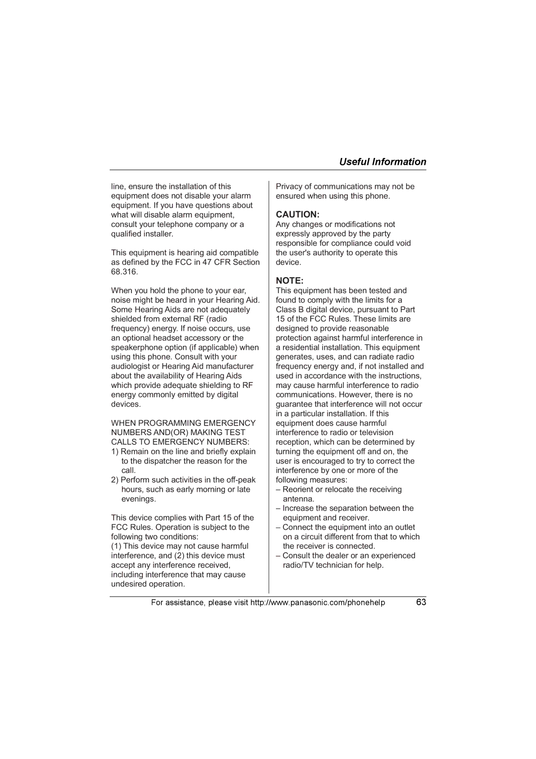 Panasonic KX-TG6700, KX-TG6702 operating instructions Useful Information 