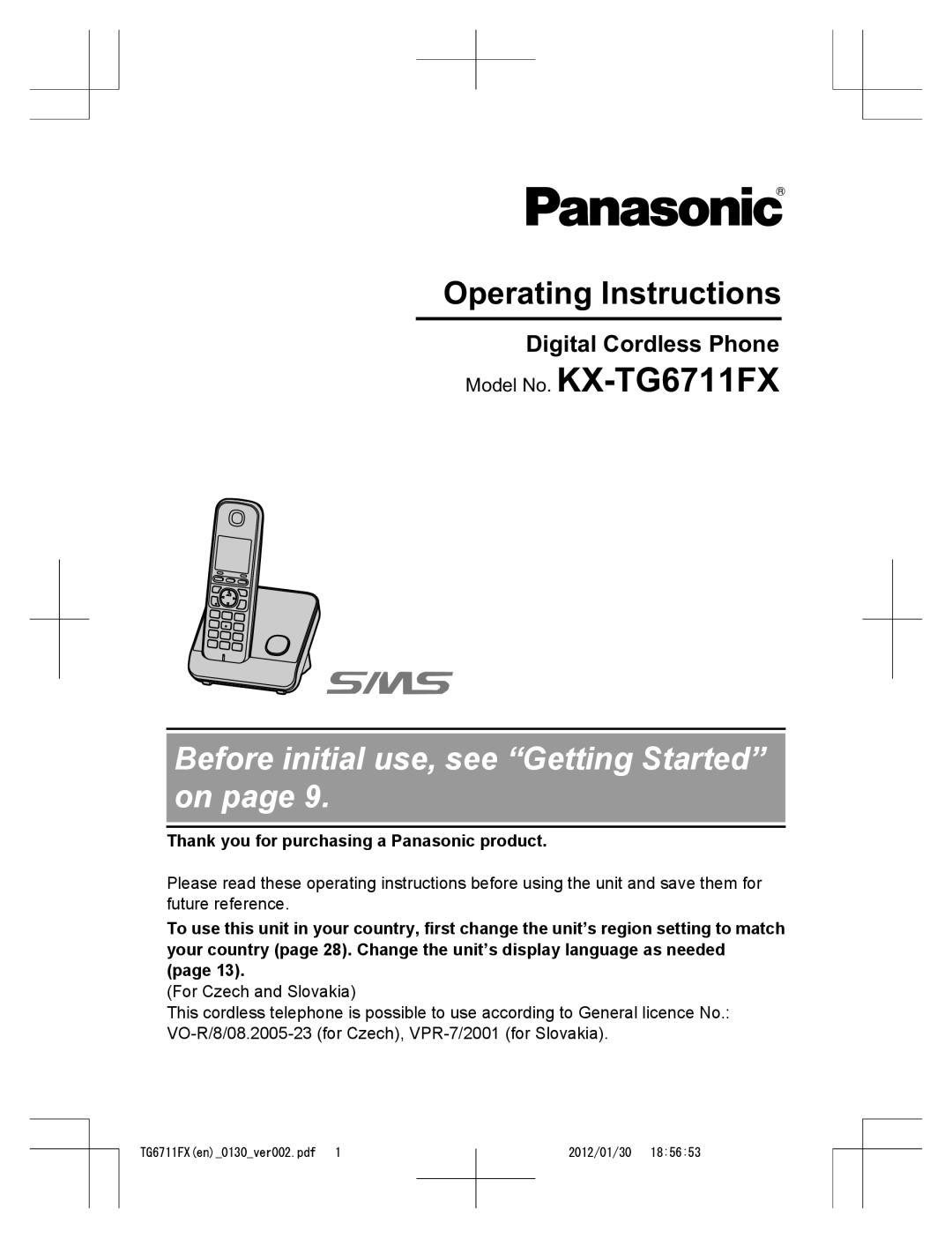 Panasonic KX-TG6711FX operating instructions Digital Cordless Phone, Thank you for purchasing a Panasonic product 