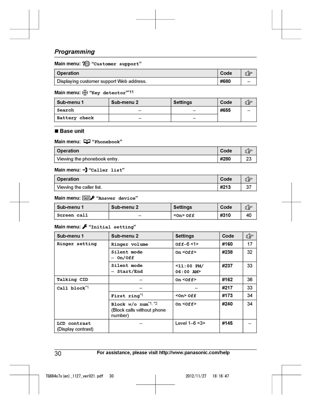 Panasonic KX-TG6873, KX-TG6872, KX-TG6842, KX-TG6845, KX-TG6844, KX-TG6843 operating instructions Base unit 