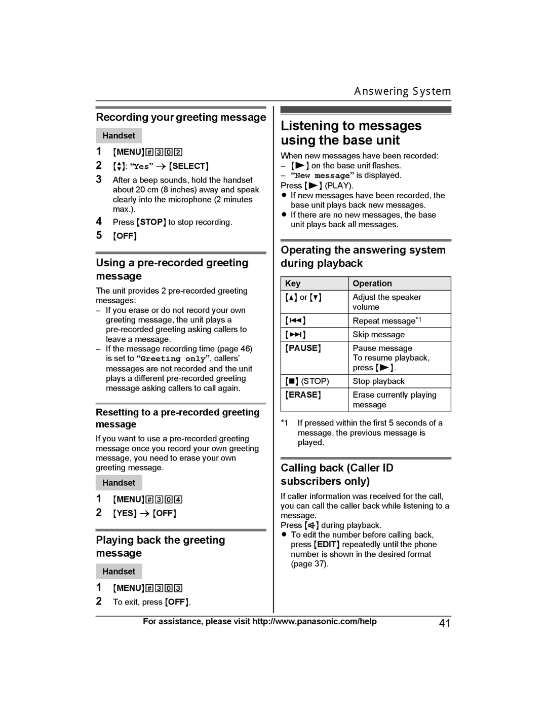 Panasonic KXTG6842B, KX-TG6873B, KXTG6843B, KXTG6845B operating instructions Listening to messages, Using the base unit 