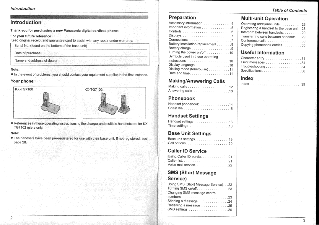 Panasonic KX-TG7102HK, KX-TG7100HK manual 