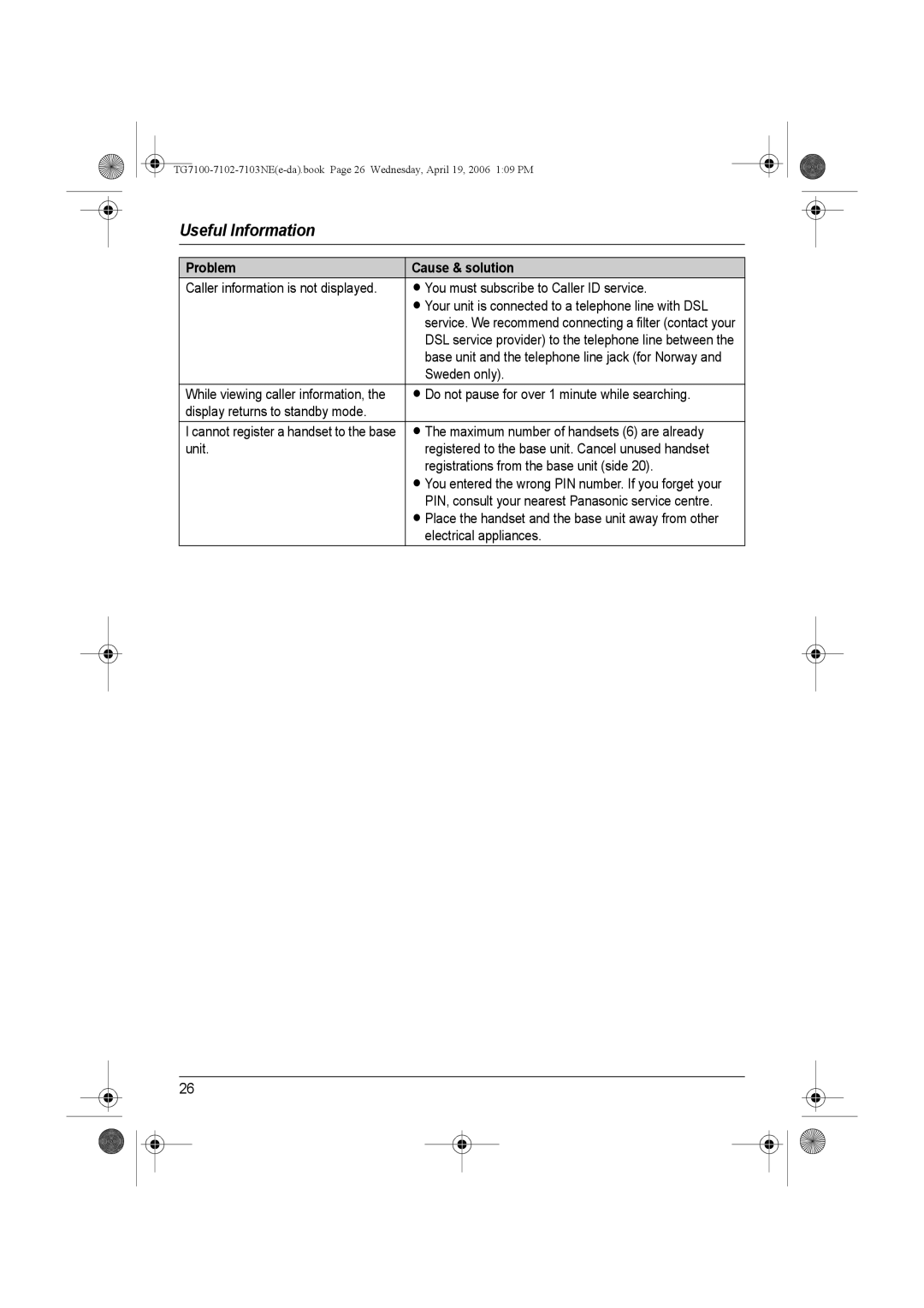 Panasonic KX-TG7103NE operating instructions You must subscribe to Caller ID service 