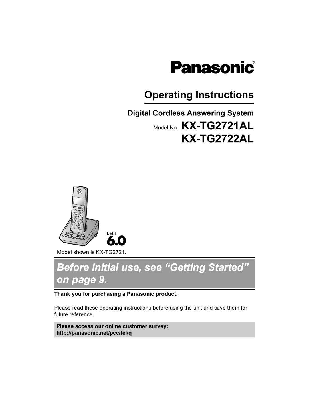 Panasonic KX-TG2722AL, KX-TG2721AL operating instructions Digital Cordless Answering System 