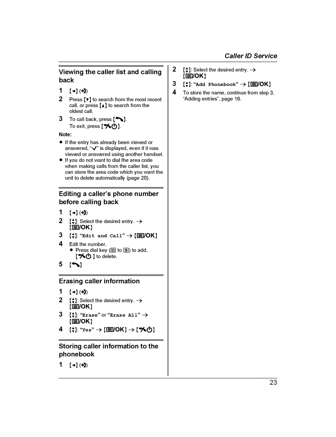 Panasonic KX-TG2721AL Viewing the caller list and calling back, Editing a caller’s phone number before calling back 