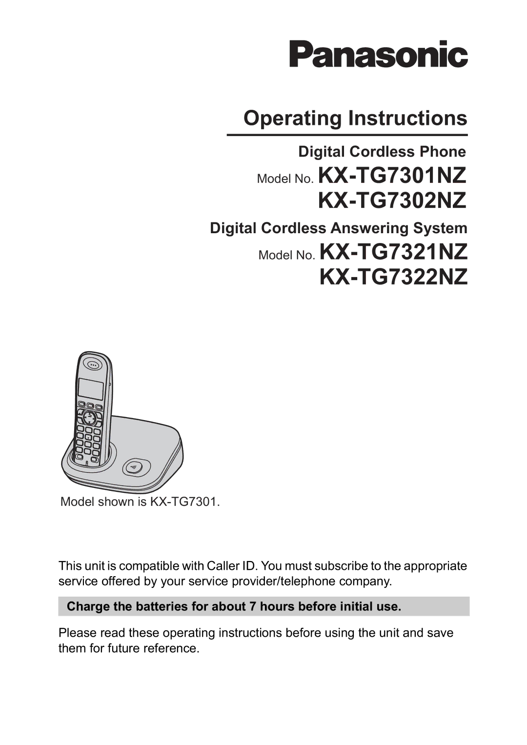 Panasonic KX-TG7301NZ operating instructions KX-TG7302NZ 