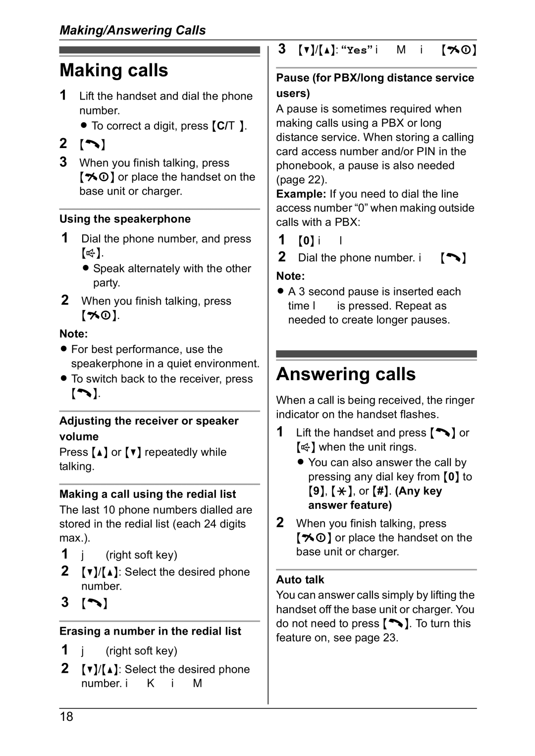 Panasonic KX-TG7302NZ, KX-TG7301NZ operating instructions Making calls, Answering calls 