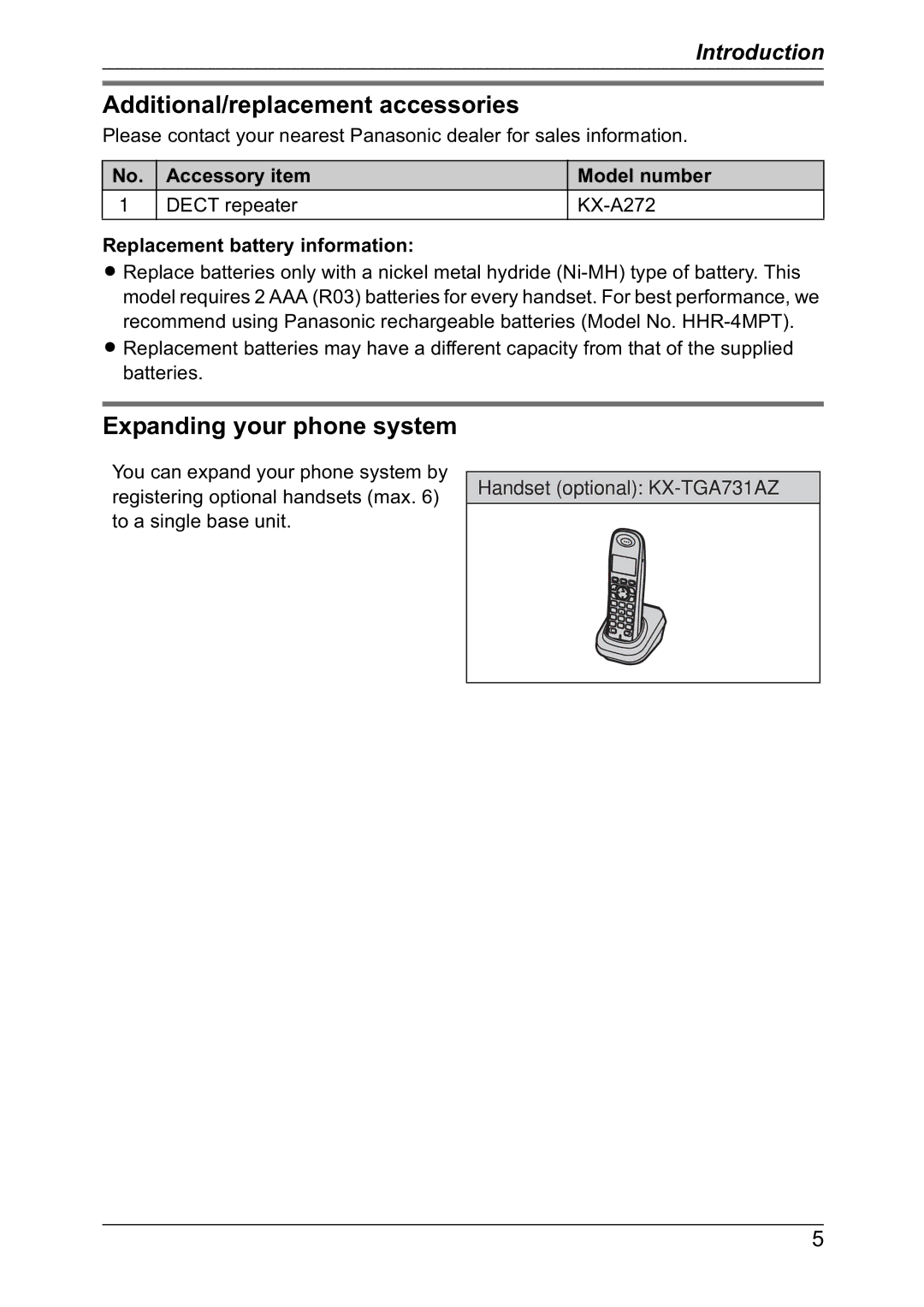 Panasonic KX-TG7301NZ, KX-TG7302NZ operating instructions Additional/replacement accessories, Expanding your phone system 