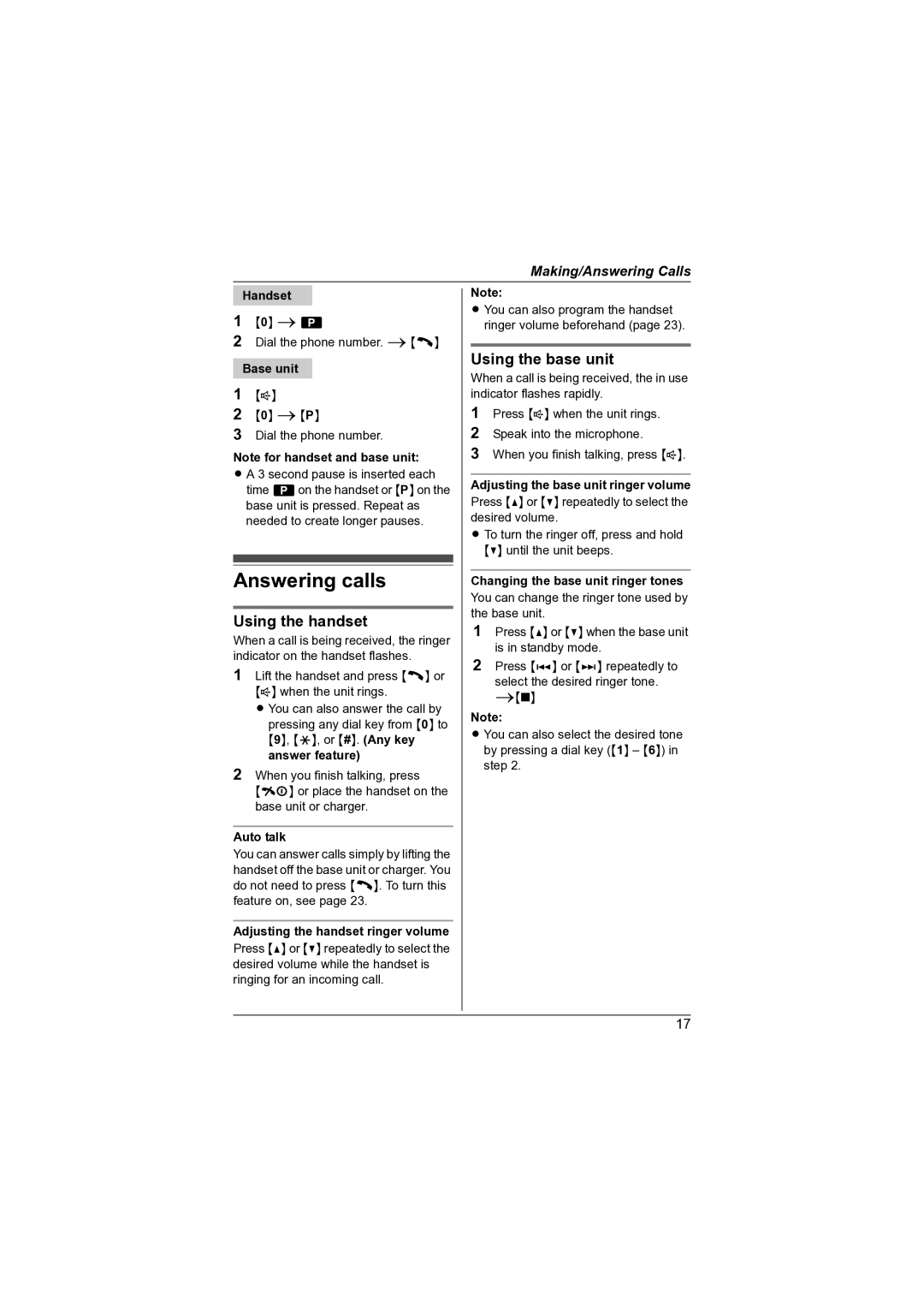 Panasonic KX-TG7341NZ operating instructions Answering calls 