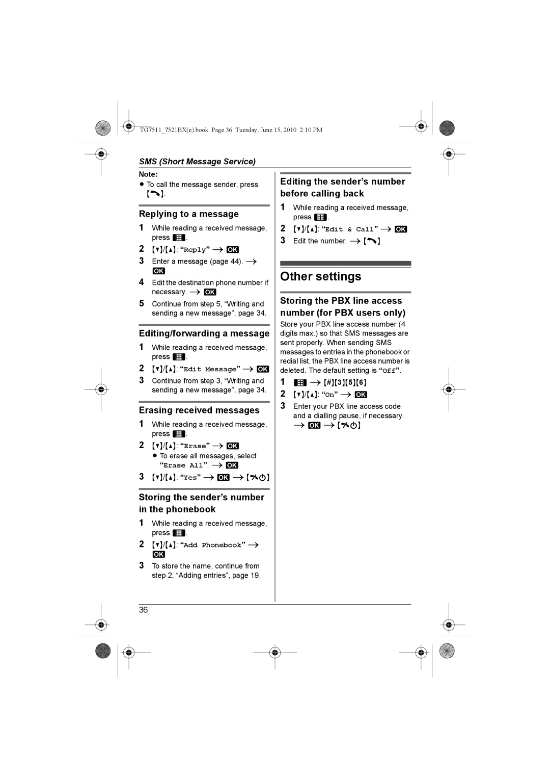 Panasonic KX-TG7521BX, KX-TG7511 operating instructions Other settings 