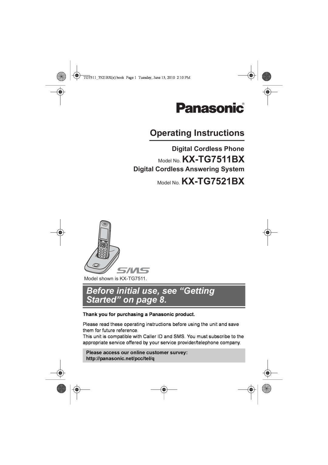 Panasonic KX-TG7511, KX-TG7521BX operating instructions Digital Cordless Phone, Digital Cordless Answering System 