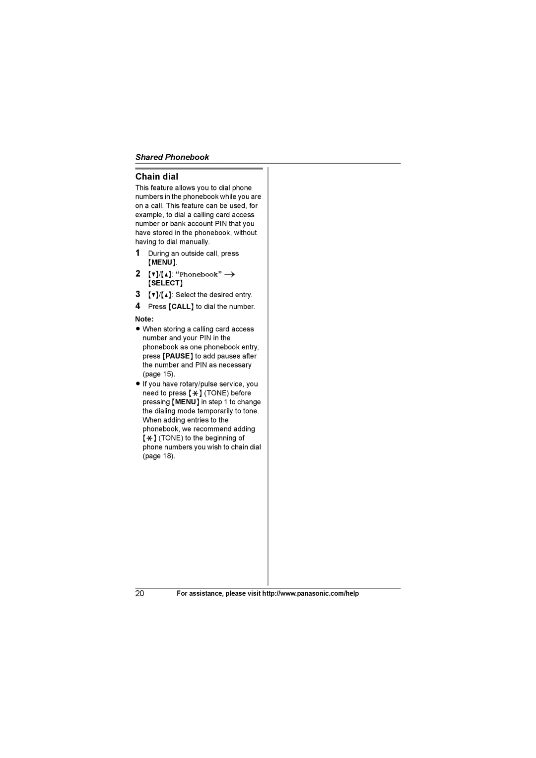 Panasonic KX-TG7534, KX-TG7533, KX-TG7531, KX-TG7532 operating instructions Chain dial 