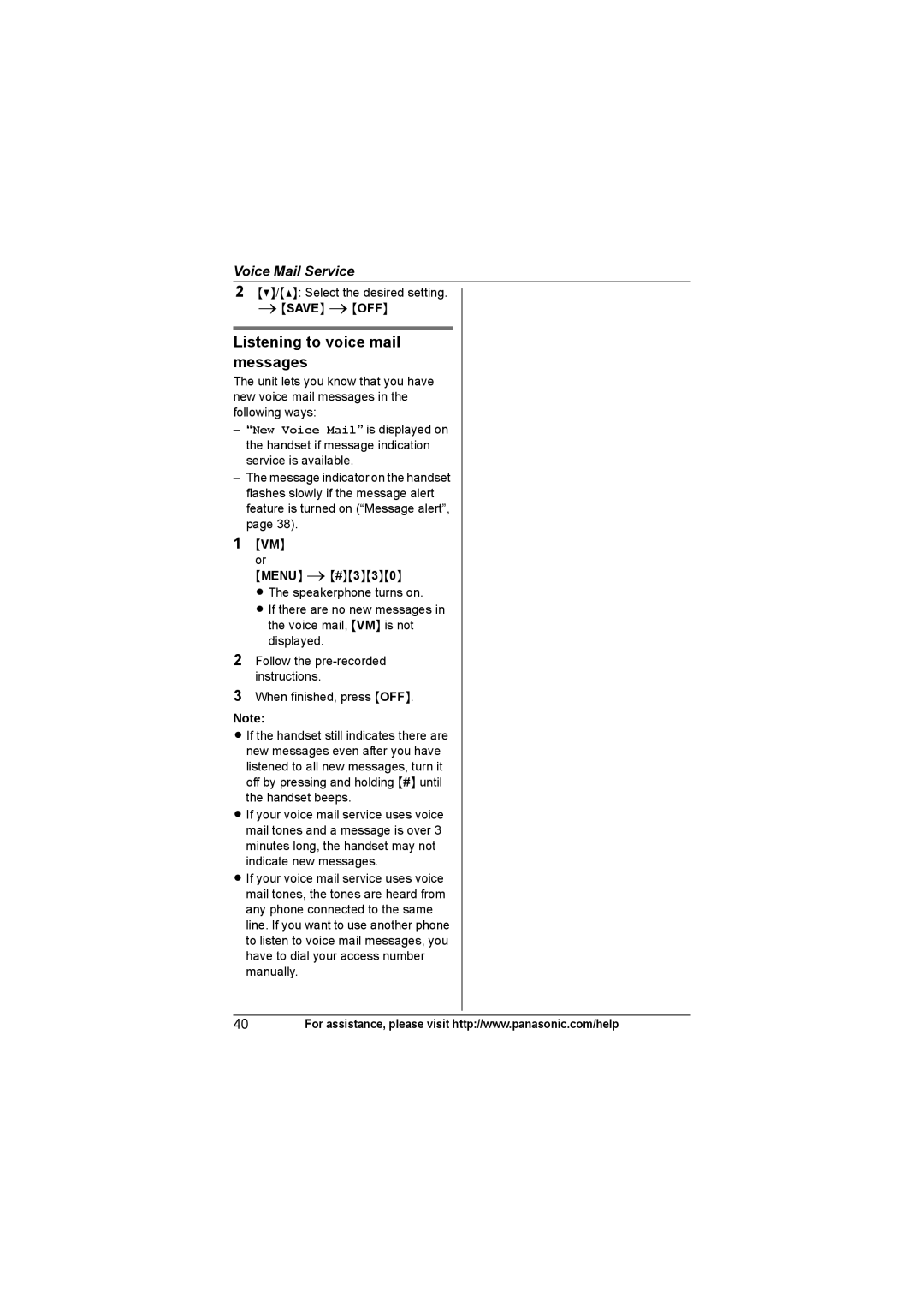 Panasonic KX-TG7534, KX-TG7533, KX-TG7531, KX-TG7532 operating instructions Listening to voice mail messages 