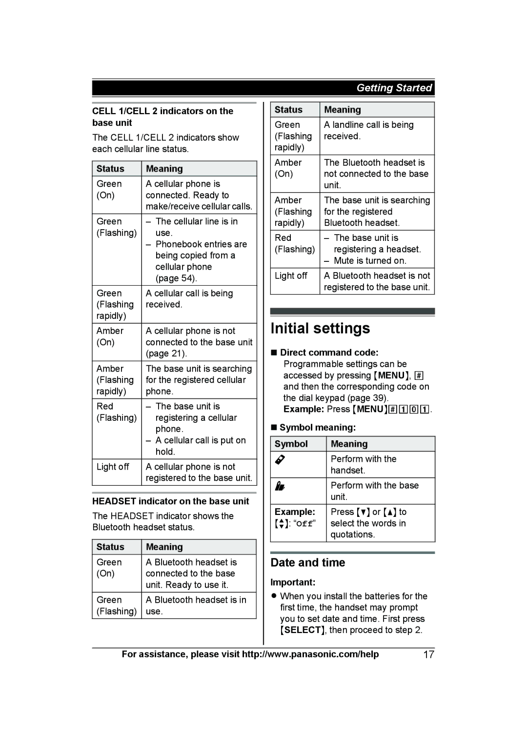 Panasonic KXTG7622B, KX-TG7624SK, KXTG7623B operating instructions Initial settings, Date and time 