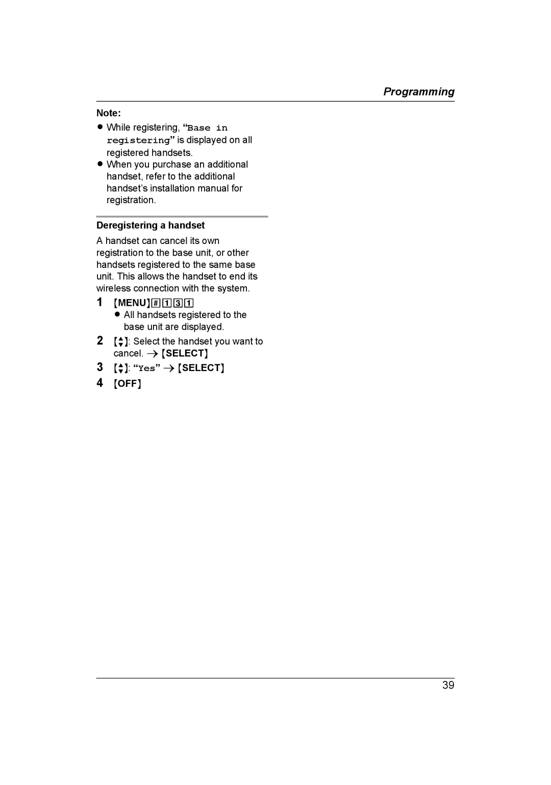 Panasonic KX-TG7652AZ, KX-TG7653AZ operating instructions Deregistering a handset 