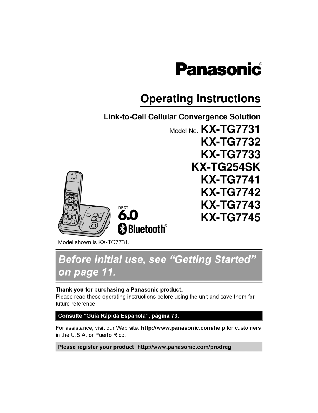 Panasonic KX-TG7745, KX-TG7742, KX-TG7743, KX-TG7741 operating instructions Link-to-Cell Cellular Convergence Solution 