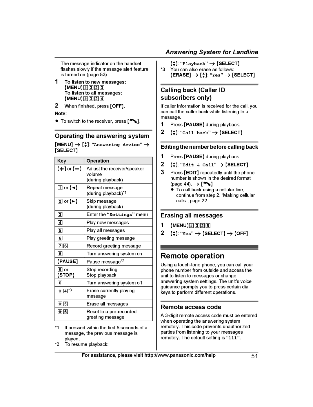 Panasonic KX-TG7732, KX-TG7742 Remote operation, Operating the answering system, Calling back Caller ID subscribers only 