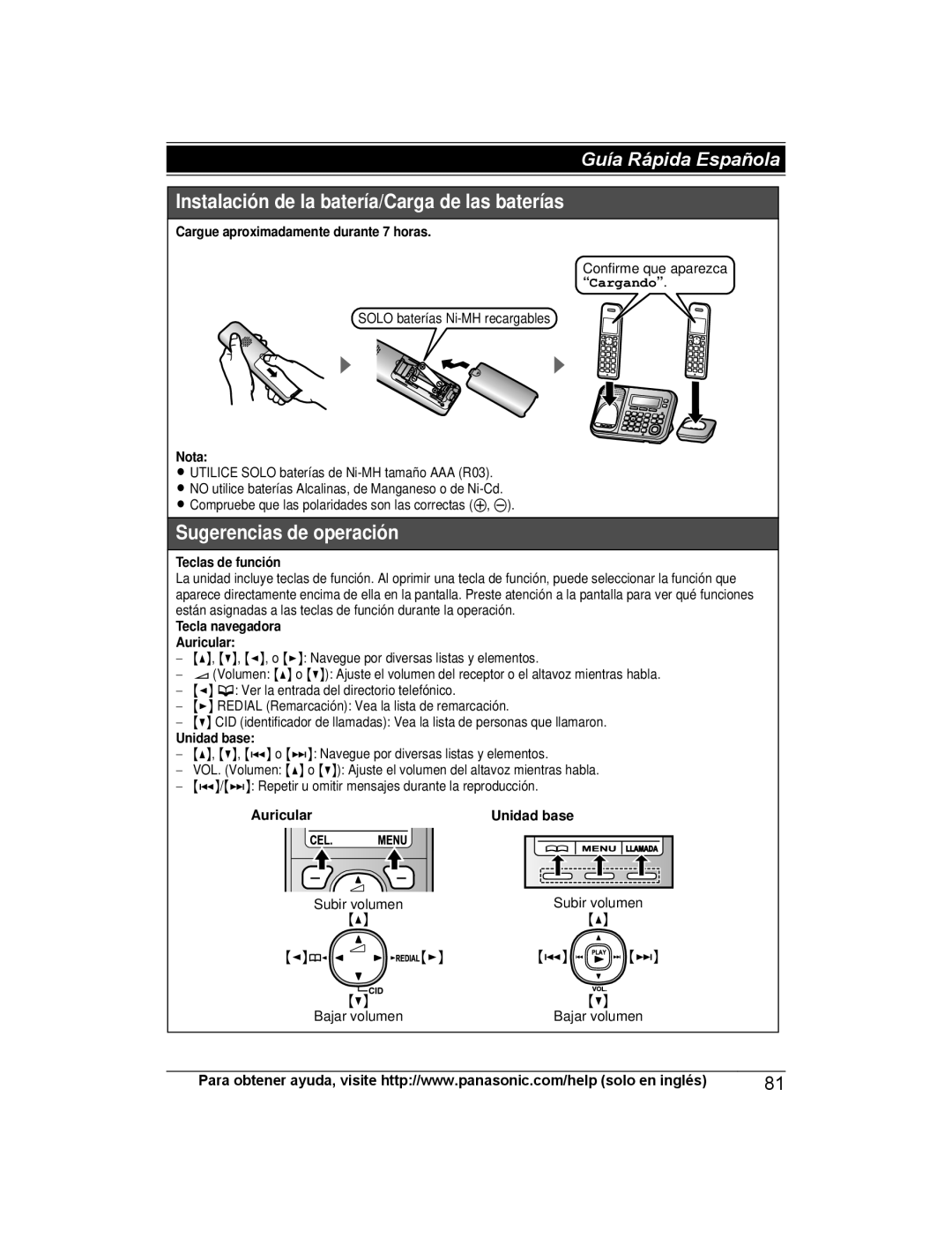 Panasonic KX-TG7872, KX-TG7845, KX-TG7873, KX-TG7875, KX-TG7841, KX-TG7871, KX-TG7843, KX-TG7842, KX-TG7844, KX-TG385SK Cargando 