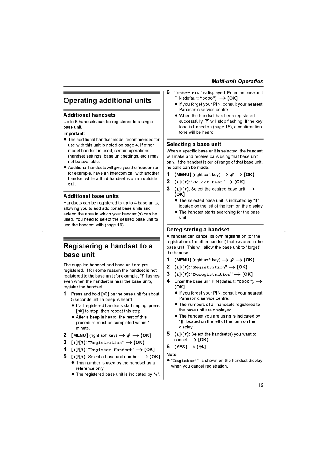 Panasonic KX-TG8070HK operating instructions Operating additional units, Registering a handset to a base unit 