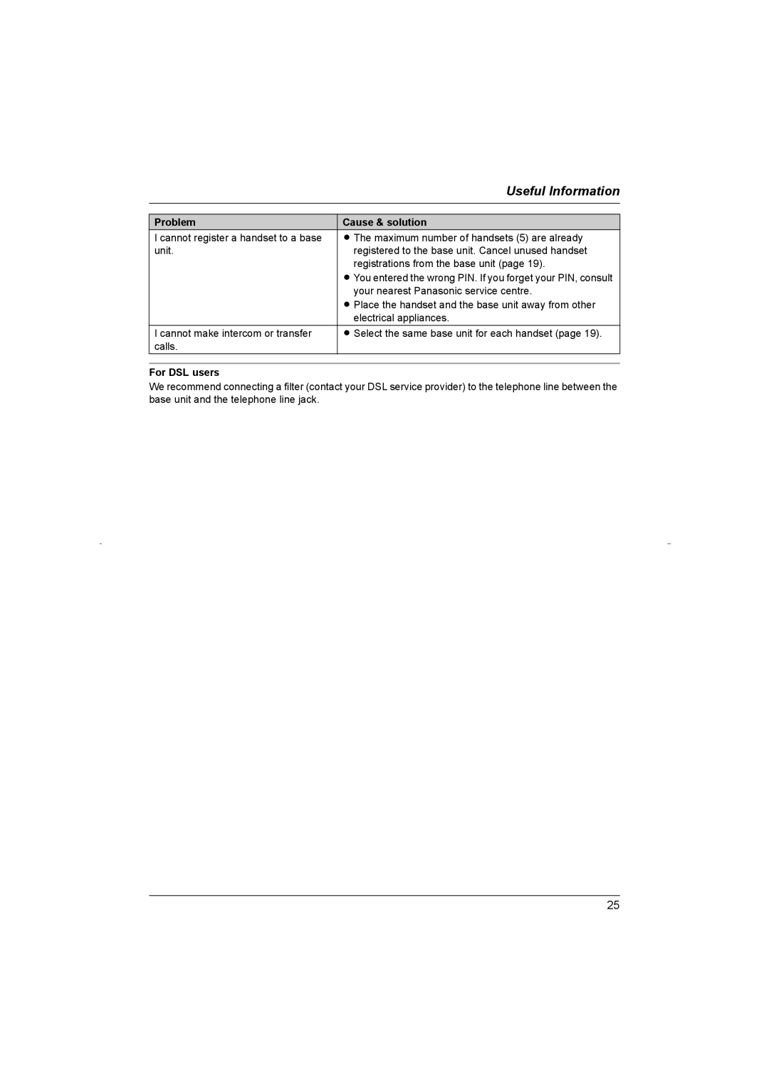 Panasonic KX-TG8070HK operating instructions For DSL users 