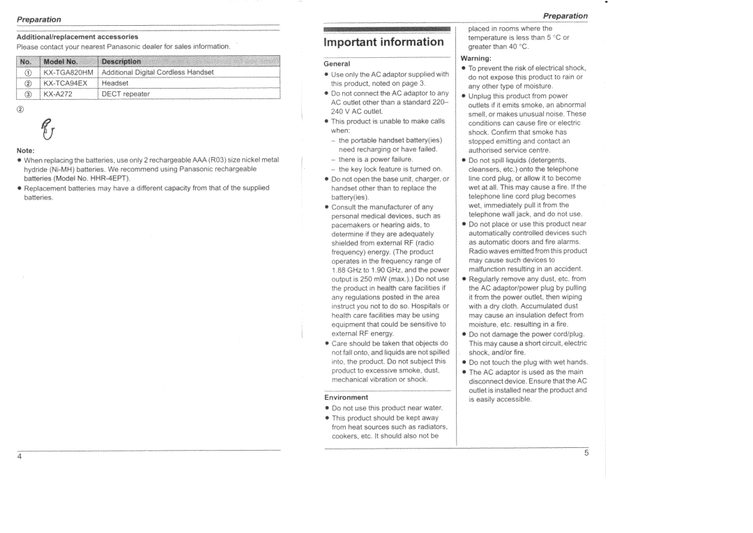 Panasonic KX-TG8200HK manual 