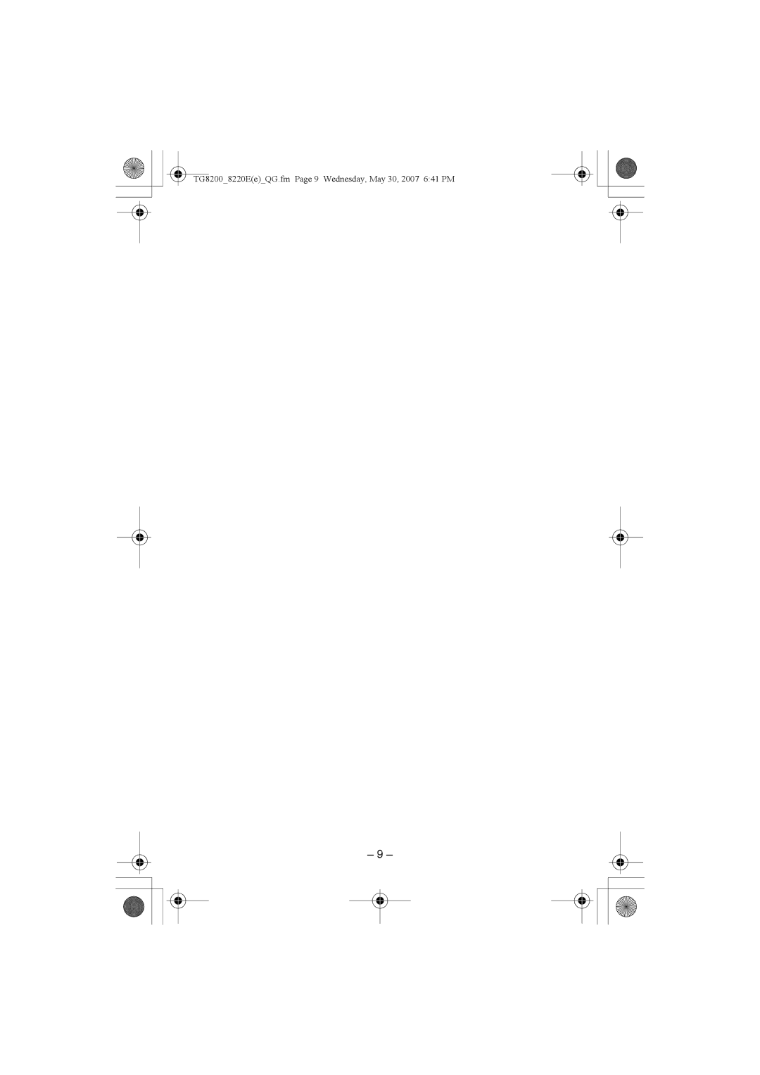 Panasonic KX-TG8200E/KX-TG8202E, KX-TG8220E/KX-TG8222E manual TG82008220EeQG.fm Page 9 Wednesday, May 30, 2007 641 PM 